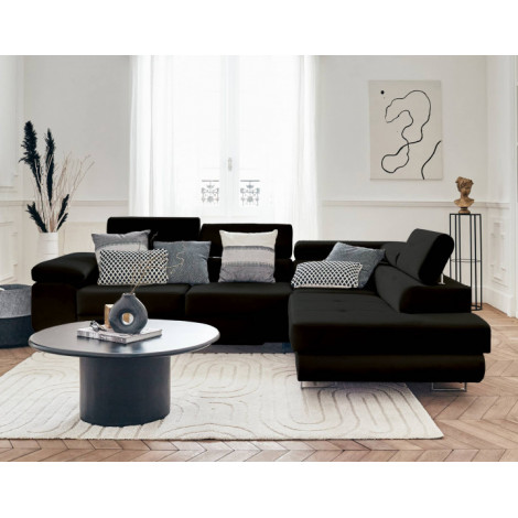 Pablo - canapé d'angle droit - 5 places - convertible avec coffre et têtières réglables - en velours|Canape|BestMobilier