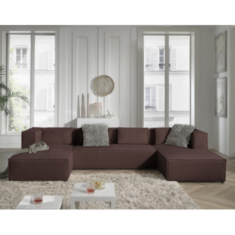 Stella - canapé panoramique en U - 7 places - en velours côtelé|Canape|BestMobilier