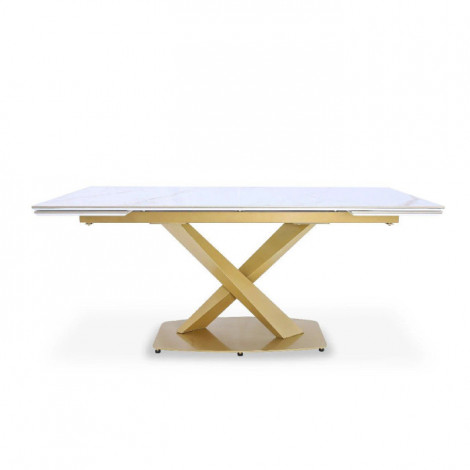 Table de Repas Extensible "Victorine" 180-260cm Blanc & Or|Table|Paris Prix