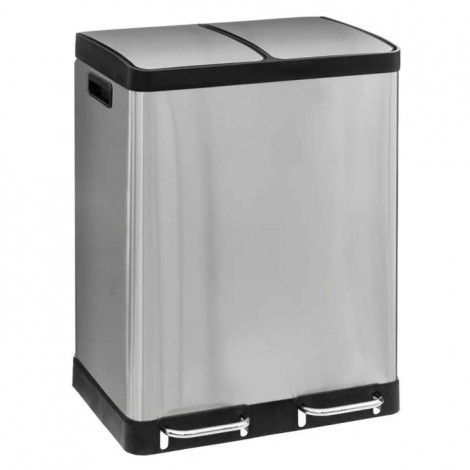 Poubelle de Tri 2 Bacs en Inox "Ariane" 30L Argent|Equipement de Cuisine|Paris Prix