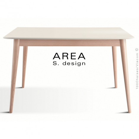 Table repas AERA, piétement en bois massif de hêtre, plateau rectangulaire MDF finition peinture couleur.|Table|100chaises Table repas AERA, piétement en bois massif de hêtre, plateau rectangulaire MDF finition peinture couleur.|Table|100chaises