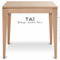 Table repas pour CHR carrée TAÏ, structure et plateau bois de hêtre massif, piétement conique, finition vernis ou peint.|Table|100chaises