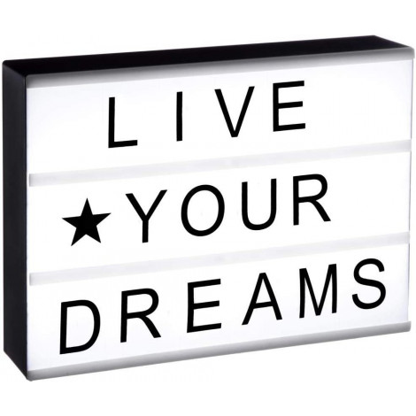 Boîte LED luimineuse à message - Blanc/noir - L 30 x H 22 cm|Lampes à poser|AC Deco