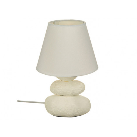 Lampe 3 galets en céramique à poser "Strie" - Blanc - H 30 x D 16,5 cm|Lampes à poser|AC Deco