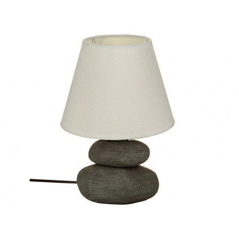 Lampe 3 galets en céramique à poser "Strie" - Gris/blanc - H 30 x D 16,5 cm|Lampes à poser|AC Deco