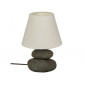 Lampe 3 galets en céramique à poser "Strie" - Gris/blanc - H 30 x D 16,5 cm|Lampes à poser|AC Deco