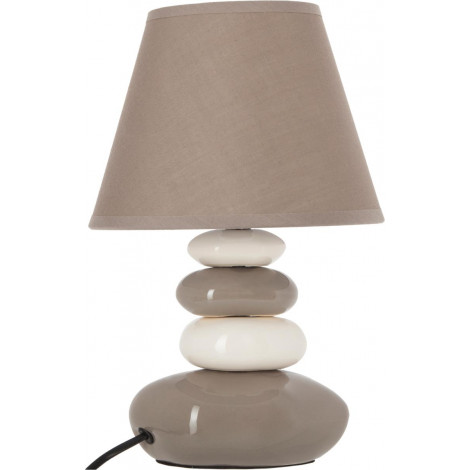Lampe 4 galets abat-jour marron clair - Lampe à poser - D 20,5 x H 31 cm - Blanc et Taupe|Lampes à poser|AC Deco