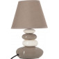 Lampe 4 galets abat-jour marron clair - Lampe à poser - D 20,5 x H 31 cm - Blanc et Taupe|Lampes à poser|AC Deco