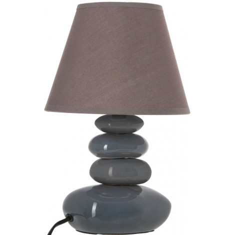 Lampe 4 galets abat-jour marron foncé - Lampe à poser - D 20,5 x H 31 cm - Gris|Lampes à poser|AC Deco