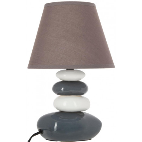 Lampe 4 galets abat-jour marron foncé - Lampe à poser - D 20,5 x H 31 cm - Gris et Blanc|Lampes à poser|AC Deco