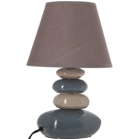 Lampe 4 galets abat-jour marron foncé - Lampe à poser - D 20,5 x H 31 cm - Gris et Taupe|Lampes à poser|AC Deco