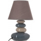 Lampe 4 galets abat-jour marron foncé - Lampe à poser - D 20,5 x H 31 cm - Gris et Taupe|Lampes à poser|AC Deco