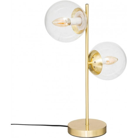 Lampe à 2 globes à poser en métal et verre "Le collectionneur" - Doré - H 50 x L 35 x P 48 cm|Lampes à poser|AC Deco