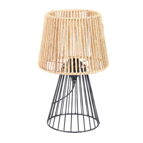 Lampe à poser "Moma" en corde et métal - Beige/Noir - D 18 x H 36 cm|Lampes à poser|AC Deco