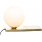 Lampe boule sur socle plat "DRIS" à poser - Blanc et doré - H 17,5 cm - Fer, verre|Lampes à poser|AC Deco