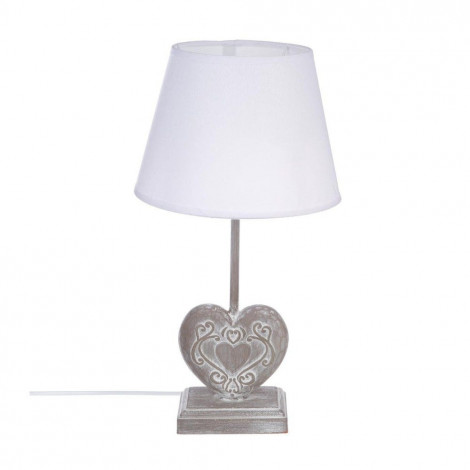 Lampe coeur en bois à poser "Prati" - Taupe/blanc - H 49 x D 25 cm|Lampes à poser|AC Deco