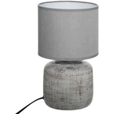 Lampe cylindrique en céramique à poser "Salta" - Gris - H 26,5 x D 15 cm|Lampes à poser|AC Deco