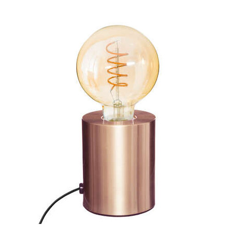 Lampe tube en métal + ampoule - Cuivré - D 9 x H 10,5 cm|Lampes à poser|AC Deco