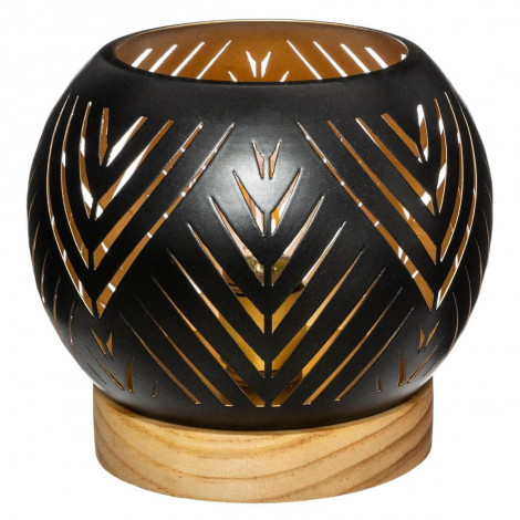 Lanterne ronde exotique LED en métal - Design 1 - Noir - D 14,5 x H 13,5 cm|Lampes à poser|AC Deco