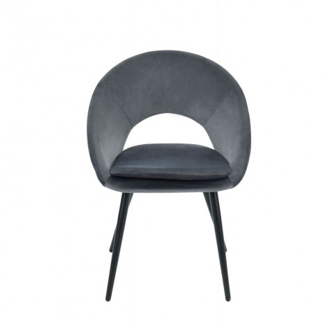 Chaise LEONIE velours gris pieds en métal noir|Chaise|Baita Home
