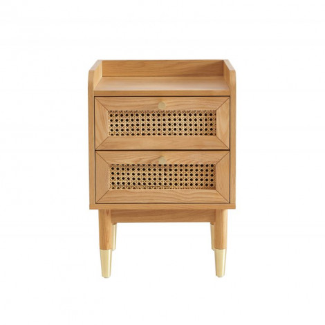Table de chevet LEON placage chêne et cannage rotin 40cm|Chevet|Baita Home