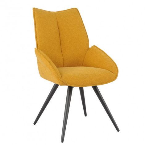 Chaise pivotante 180° tissu jaune moutarde pieds métal noir - PALOMA|Chaise|Meuble et moi