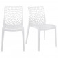 Lot de 2 chaises de repas blanches ajourées et empilables - GRUYER 2|Chaise|Meuble et moi