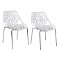 Lot de 2 chaises empilables blanches avec pieds métal chromé - TIMBER|Chaise|Meuble et moi