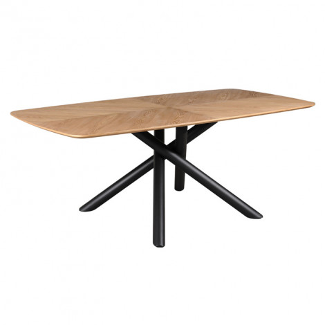Table repas 200 cm en bois de frêne stratifié pieds métal noir - ILDA|Table|Meuble et moi