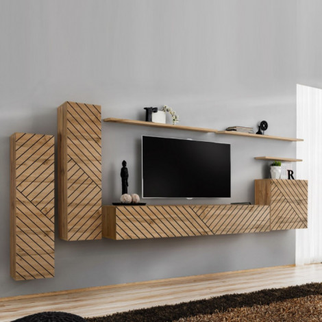 Ensemble Meuble TV "Switch Lamel I" 330cm Naturel|Meuble TV|Paris Prix