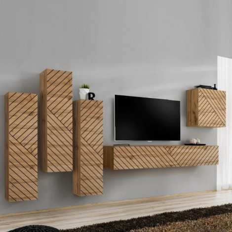 Ensemble Meuble TV "Switch Lamel III" 330cm Naturel|Meuble TV|Paris Prix