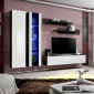 Meuble TV Mural Design "Fly IV" 260cm Blanc & Noir|Meuble TV|Paris Prix