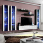 Meuble TV Mural Design "Fly II" 310cm Blanc & Noir|Meuble TV|Paris Prix