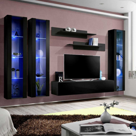 Meuble TV Mural Design "Fly II" 310cm Noir|Meuble TV|Paris Prix