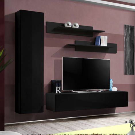 Meuble TV Mural Design "Fly I" 210cm Noir|Meuble TV|Paris Prix