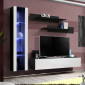 Meuble TV Mural Design "Fly II" 210cm Blanc & Noir|Meuble TV|Paris Prix