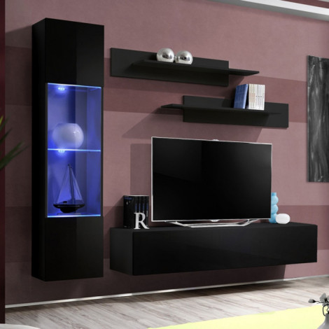 Meuble TV Mural Design "Fly III" 210cm Noir|Meuble TV|Paris Prix