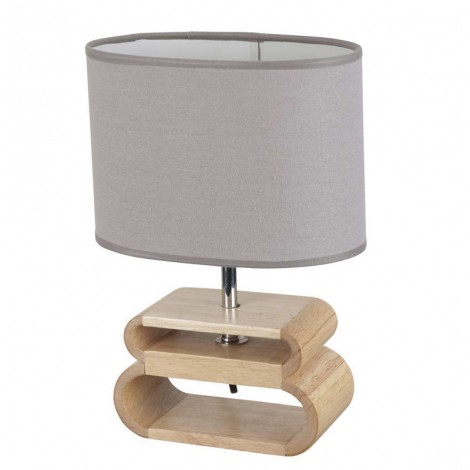 Lampe bois oslo abat-jour gris ciment|Lampes à poser|Lampe Avenue