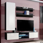 Meuble TV Mural Design "Fly XVIII" 170cm Blanc & Noir|Meuble TV|Paris Prix