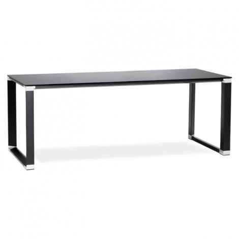Bureau Design en Verre Trempé "Hovik" 200cm Noir|Bureau|Paris Prix