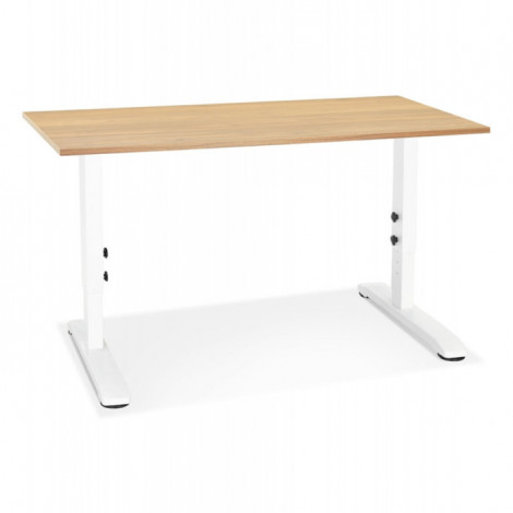 Bureau Hauteur Réglable "Mathew" 140cm Blanc & Naturel|Bureau|Paris Prix