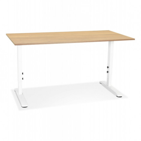 Bureau Hauteur Réglable "Mathew" 160cm Blanc & Naturel|Bureau|Paris Prix
