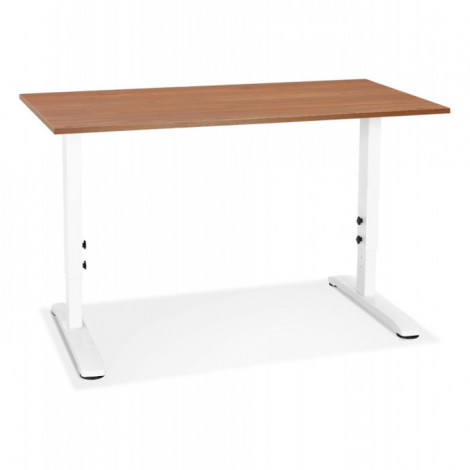 Bureau Hauteur Réglable "Mathew" 140cm Blanc & Noyer|Bureau|Paris Prix