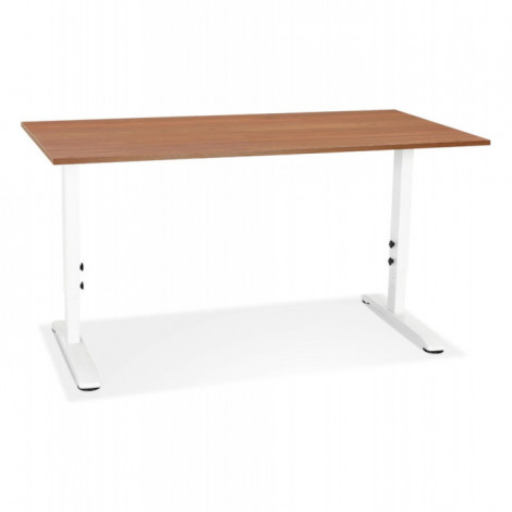 Bureau Hauteur Réglable "Mathew" 160cm Blanc & Noyer|Bureau|Paris Prix