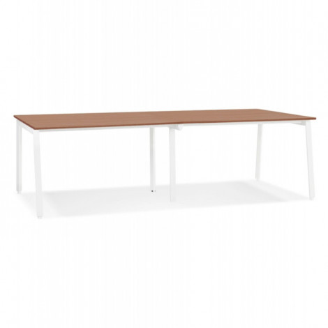 Double Bureau Design "Rosendo" 280cm Blanc & Noyer|Bureau|Paris Prix