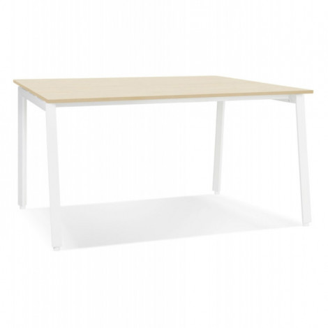 Bureau Bench Double "Rosendo" 140cm Blanc & Naturel|Bureau|Paris Prix