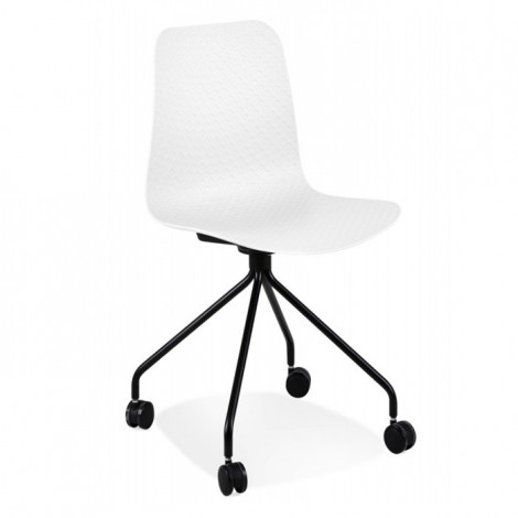 Chaise de Bureau Design à Roulettes "Annie" 80cm Blanc|Chaises et Fauteuils|Paris Prix