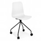 Chaise de Bureau Design à Roulettes "Annie" 80cm Blanc|Chaises et Fauteuils|Paris Prix