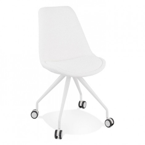 Chaise de Bureau en Tissu Bouclé "Lena" 92cm Blanc|Chaises et Fauteuils|Paris Prix