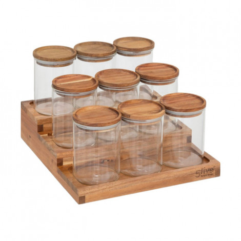 Présentoir à Épices 9 Pots "Harmony" 24cm Marron|Boites de Rangement|Paris Prix